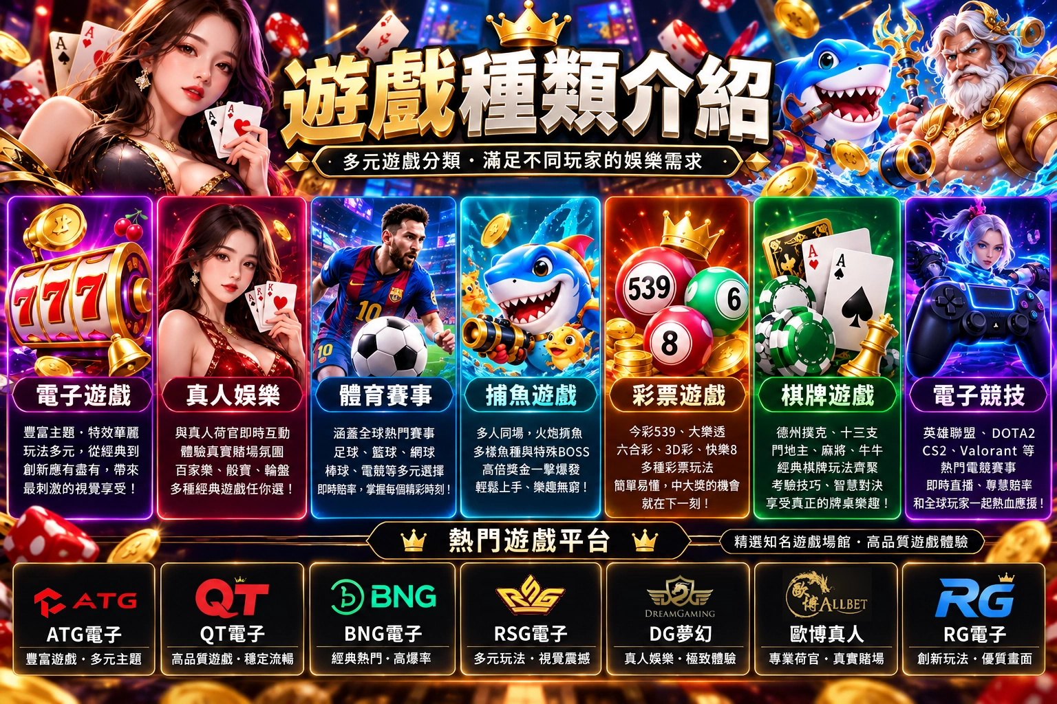 龍萊娛樂城遊戲種類介紹與平台遊戲分類示意圖